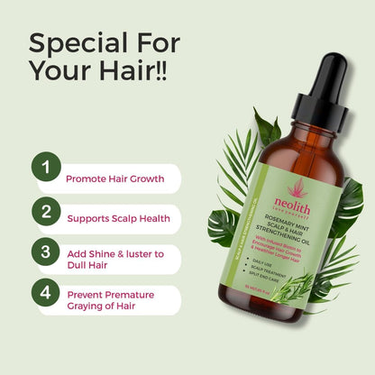 Neolith Natural Rosemary oil for Hair Growth with Mint and Biotin | For Hair growth, Strong roots, Scalp nourishment, Anti Dandruff