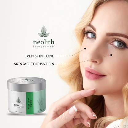 Neolith Aloe Vera Scrub || Winter Scrub || Exfoliating Face Scrub For Reduce Acne, Blackheads & Whiteheads, Ideal For Dry & Dull Skin, With Almond Oil, ECOCERT Certified raw materials, Paraben & Sulphate Free -100 gm || For Women & Men