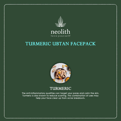 Neolith Turmeric Ubtan Clay Face Pack for Skin Brightening, Glowing Skin, Tan Removal, Oil Control, Black head removal, Anti Acne & Fairness, 100gm