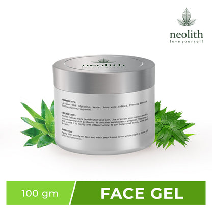 Neolith Neem Aloe Vera Soothing & Hydrating Gel || Non-Toxic For Acne, Scars, Glowing & Radiant Skin Treatment || Paraben Free, Vegan ||100 gm