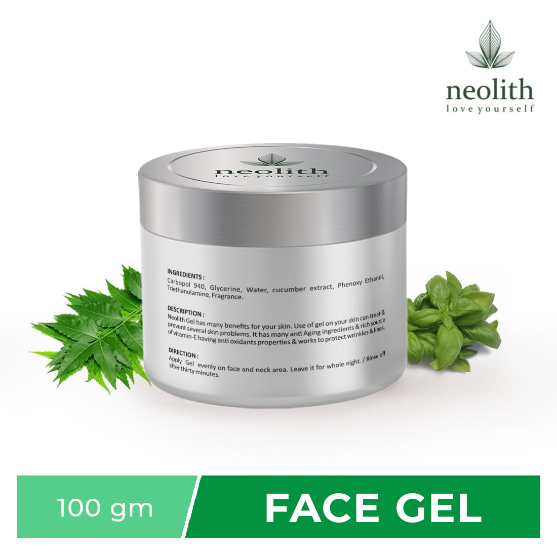 Neolith Cucumber Face Gel || Brightening, Moisturizing, Natural Glow || Paraben Free || 100gm