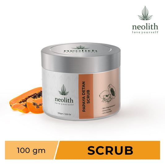 Neolith Papaya Detan Face & Body Scrub 100 gm | Tan removal, Deep cleansing, Revitalizing | Organic, Paraben & SLS Free