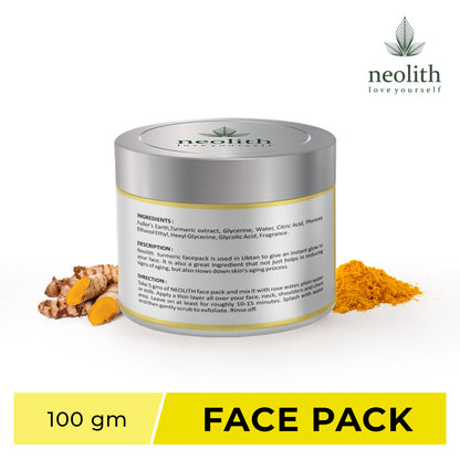 Neolith Turmeric Ubtan Clay Face Pack for Skin Brightening, Glowing Skin, Tan Removal, Oil Control, Black head removal, Anti Acne & Fairness, 100gm