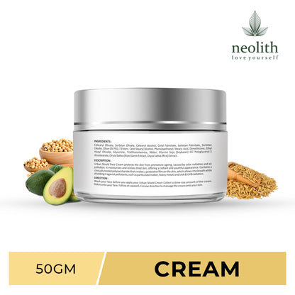 Neolith Avocado Urban Shield Face Cream | Anti-Pollution Daily Face cream with SPF30 for Bright and Glowing Skin | Protection from Blue rays, Pollution defense cream, UV day cream, All Skin Type |50 gm For Men & Women